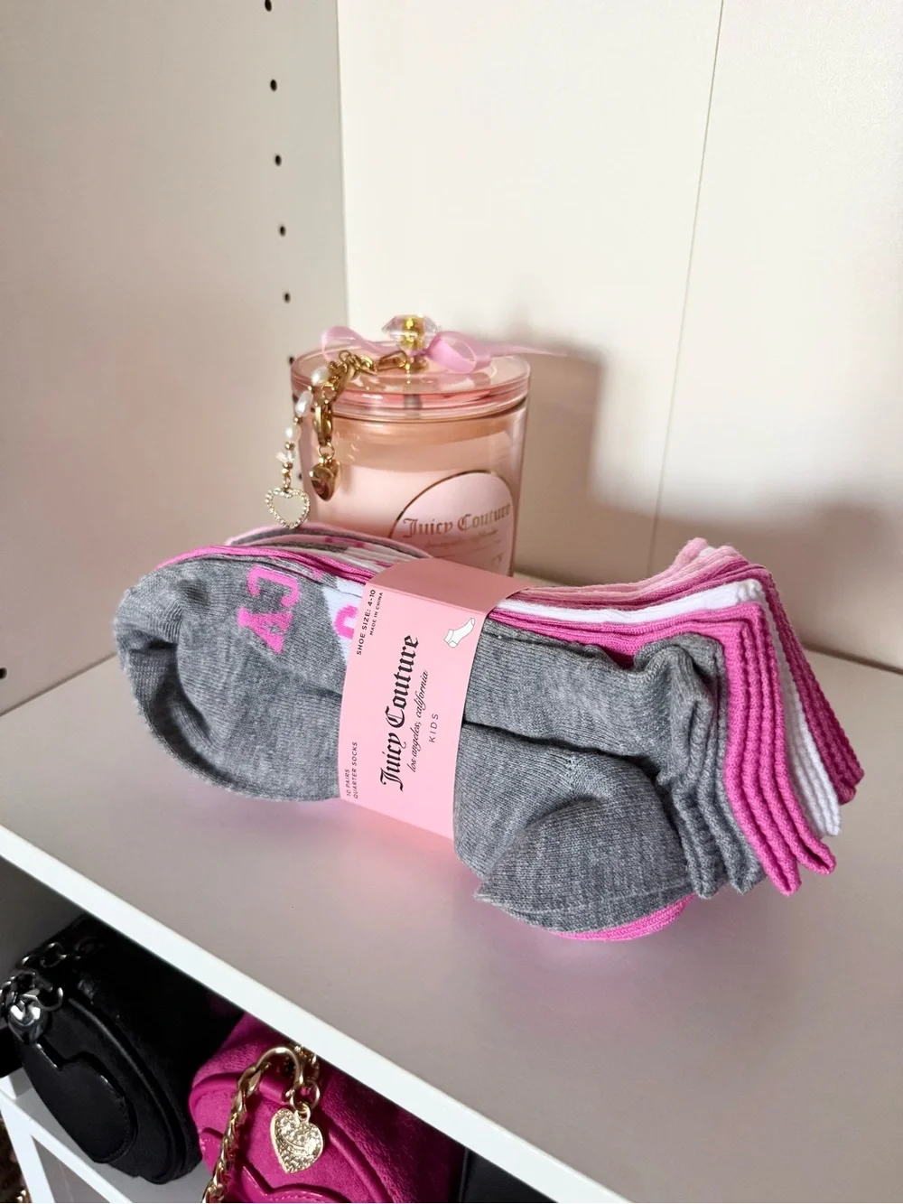 Juicy Couture Gray, Pink & White Ankle Sock 10-Pack